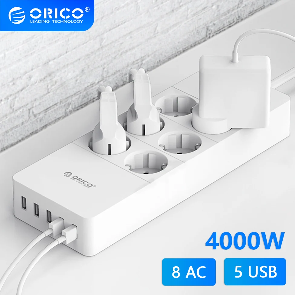 ORICO Universal Power Adapter Strip Multi AC Plug USB Port Electrical Socket Splitter Multiple Outlet Surge Protector 220V EU UK