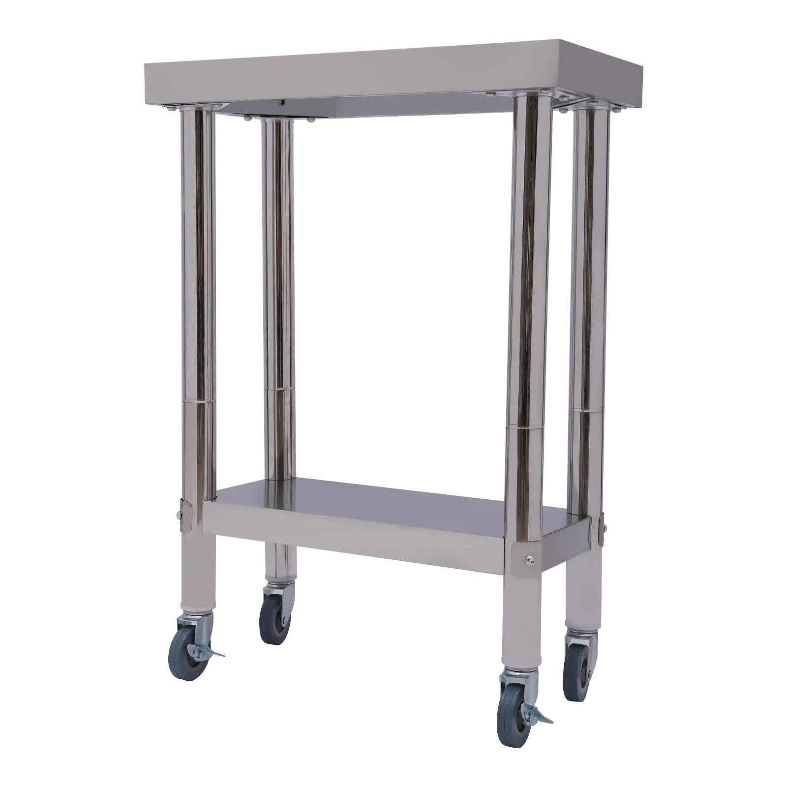 Stainless Steel Worktable, Two-Tier Open Storage, Anti-Corrosion, Easy-Clean, Stable Design for Kitchen Prep