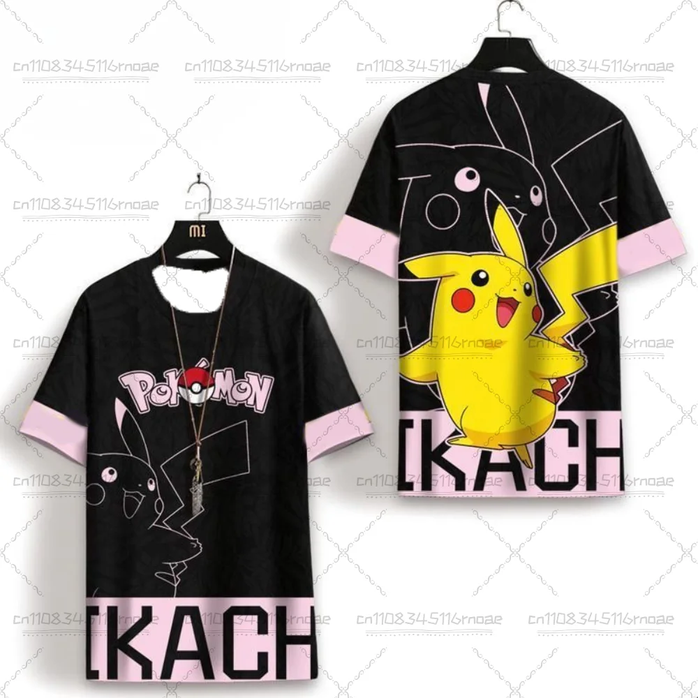

Pok é mon Summer Minimalist Men's 3D Digital Printed O-neck T-shirt for Boys and Girls, Pikachu Anime Versatile Casual T-shirt