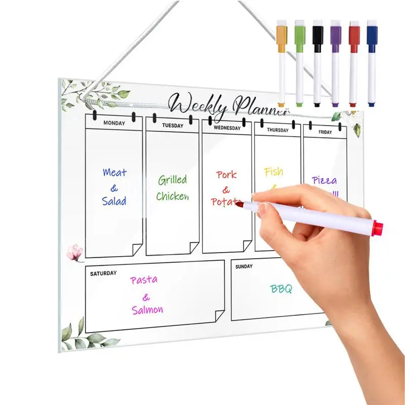 Acrylic Dry Erase Weekly Planner Hang Acrylic Calendar Includes 6 Color Markers Housewarming Gift Planning Board