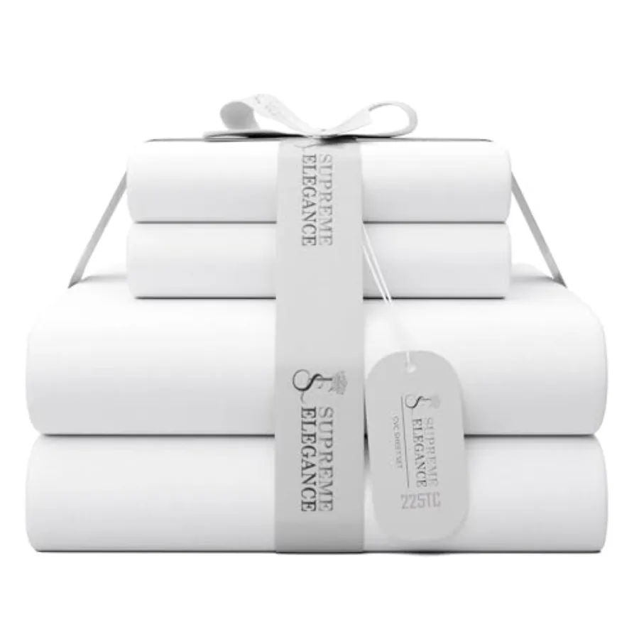Size Bed Sheets Set Brushed Percale Weave Cotton Rich Sheets for Bed Wrinkle Resistant Sheets with Deep Pocket 1 Flat Sheet 1 F