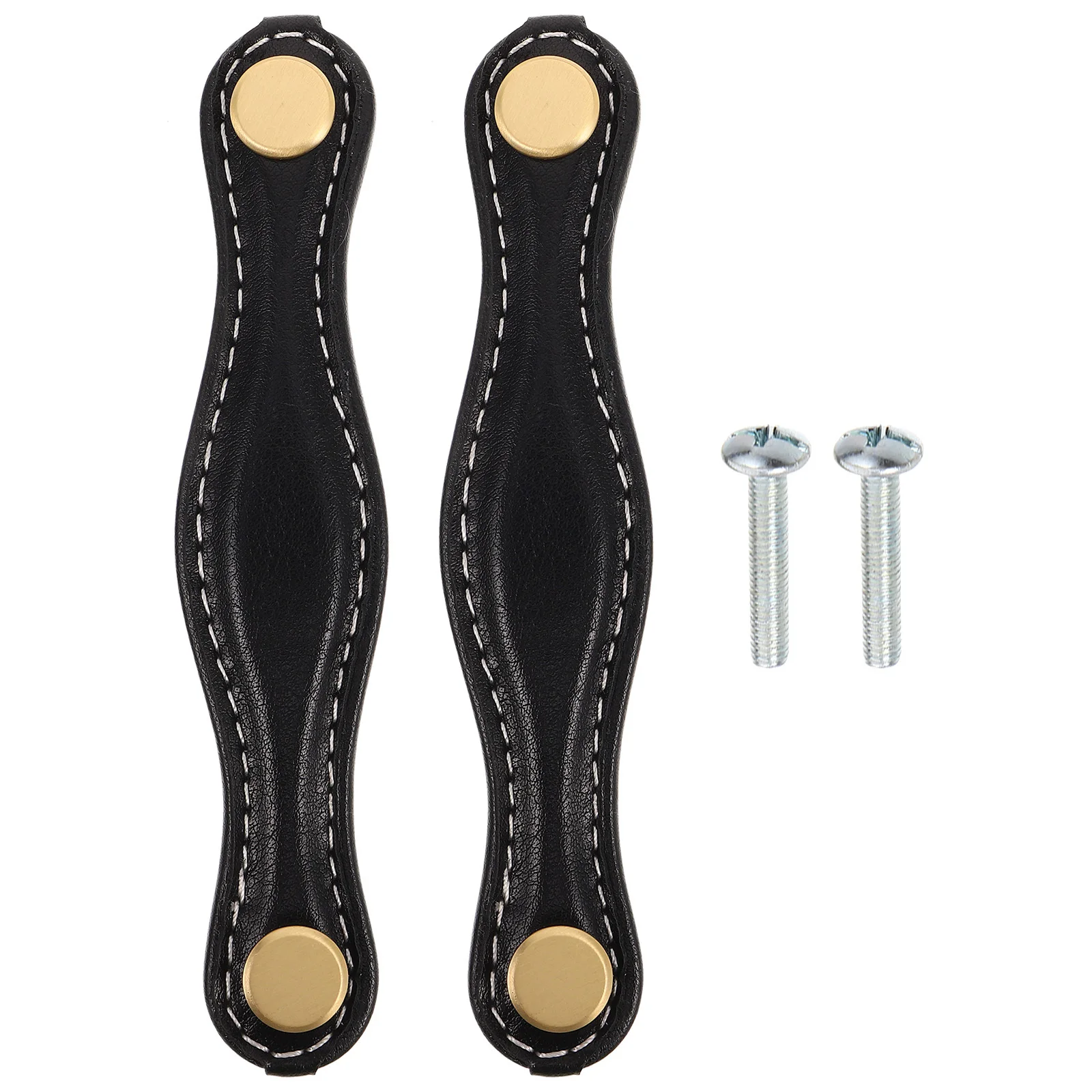 

2Pcs PU Drawer Pulls Black Vintage Cabinet Door Handles Pull Easy Installation Wardrobe Closet Kitchen Cupboard Suitcase