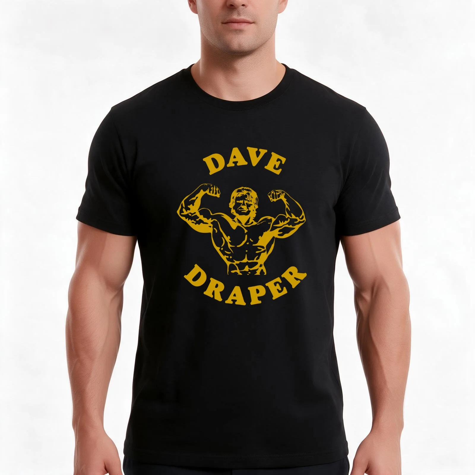 Dave Draper Gold T-Shirt Summer Casual Cotton Tee Oversized Streetwear Tops Vintage Graphic Print Loose Fit Short Sleeve
