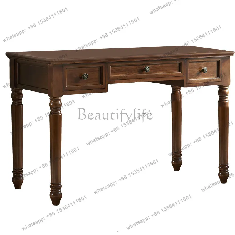 American style solid wood desk and chair combination home simple student writing  study desk
