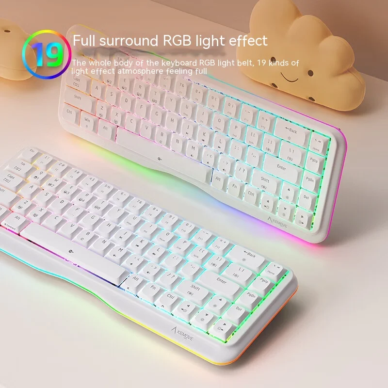 Imagem -03 - Kemove-teclado Mecânico com Fio K68se Girls Office Game N-key Rollover Mac Windows Backlight Rgb Personalizado Laptop Multimídia