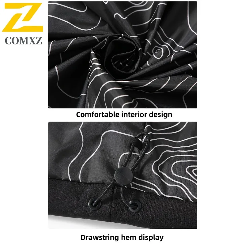 COMXZ 2025 Mens Winter Shiny Thick Puffer Jacket American style waterproof windproof Detachable Hood lightweight windbreaker