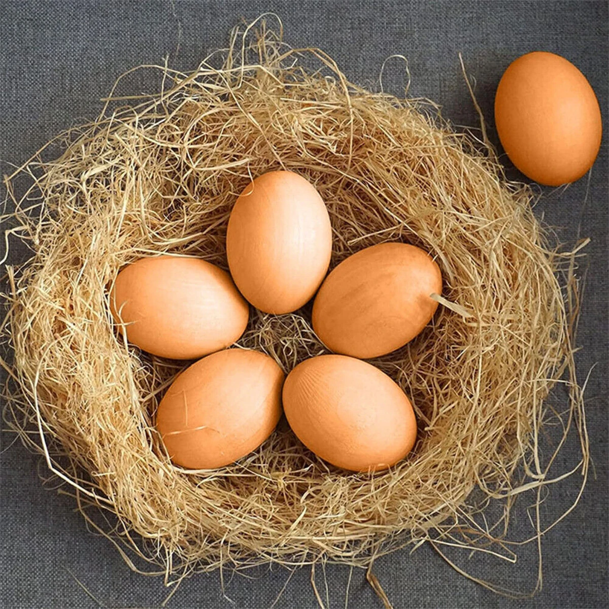

6Pcs Wooden Imitation Eggs for Kids' Role-Playing Fun, Includes Farm Tools to Assist in Playful Hens-Laying-Eggs Scenarios