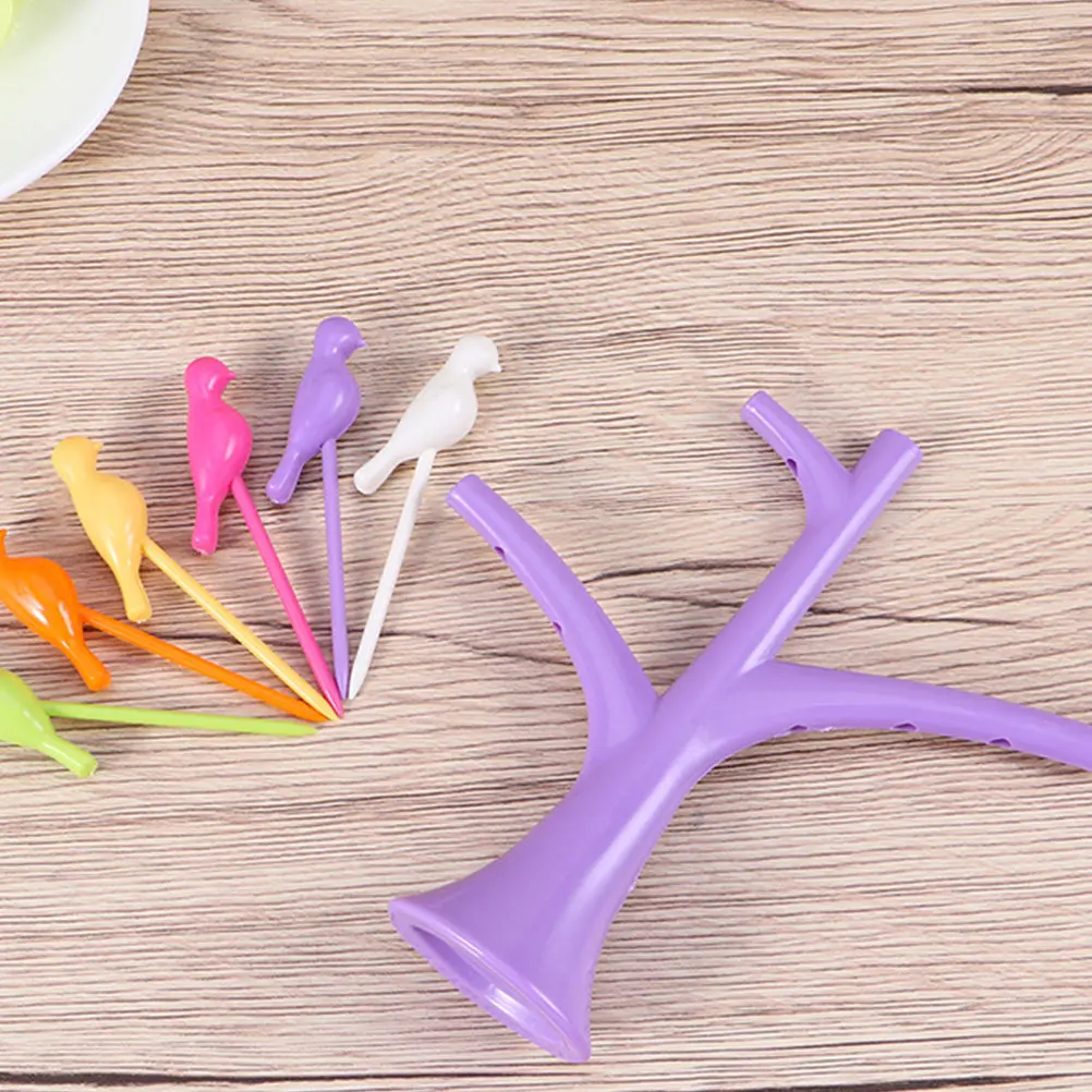 Colorful Bird Pattern Fruit Picks Plastic Appetizer Forks for Birthday Party Photo Booth Cake Decoration Reusable Dessert