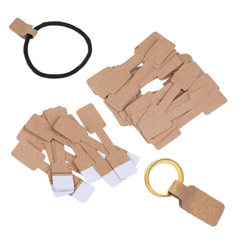 A96Q-500Pcs Quadrate Blank Brown Paper Price Tag Labels Jewelry Display Cards Labels Ring Sticker Hangtags 6X1.2Cm