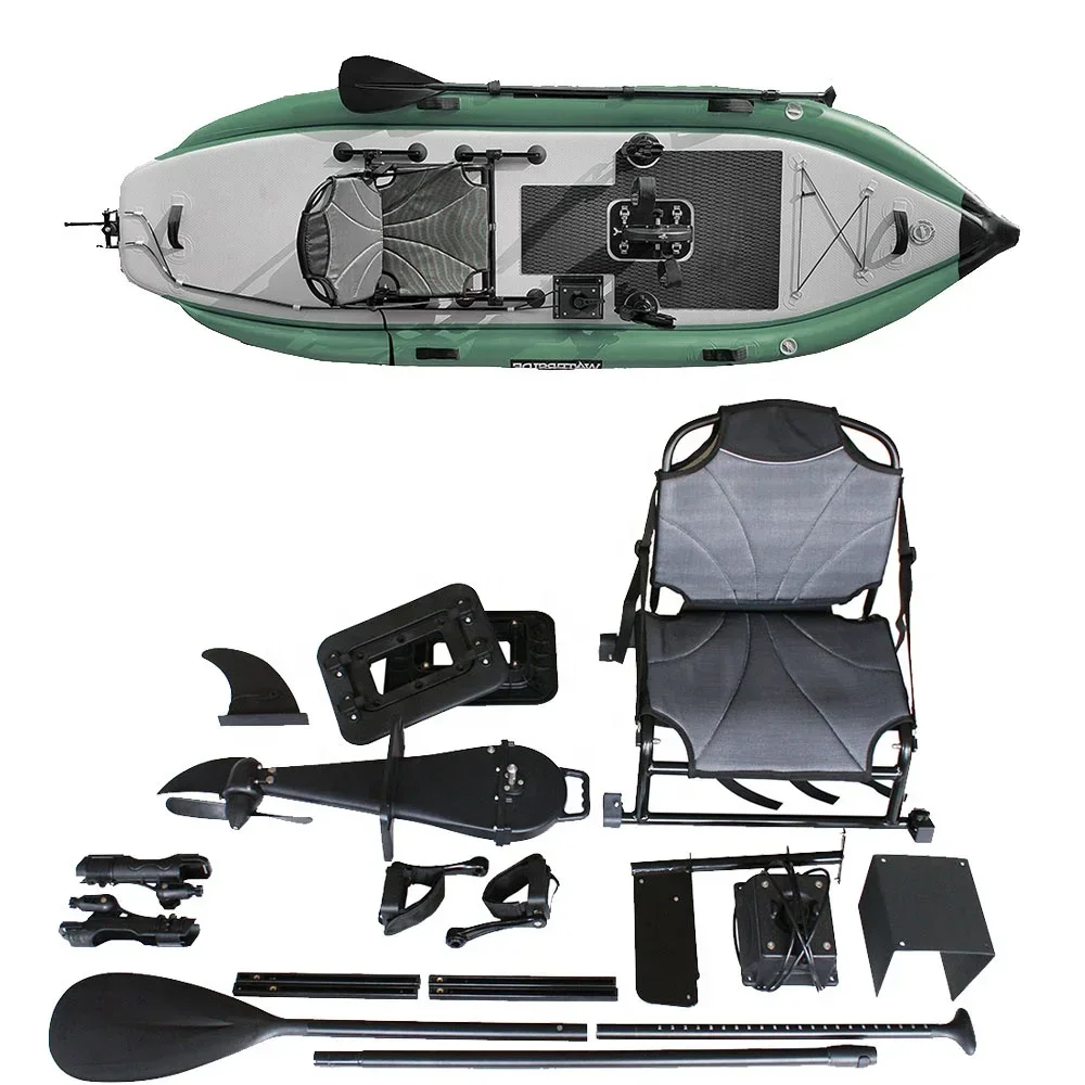 2 Persons PVC Seat Inflatable Boat Fishing Boat Thickened Inflatable Pedal Kayak Foldable Rudder