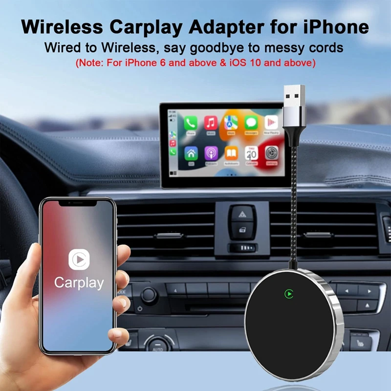 Carplay Wireless Adapter Upgrade Plug & Play Converts Wired To Wireless Carplay Dongle For Car