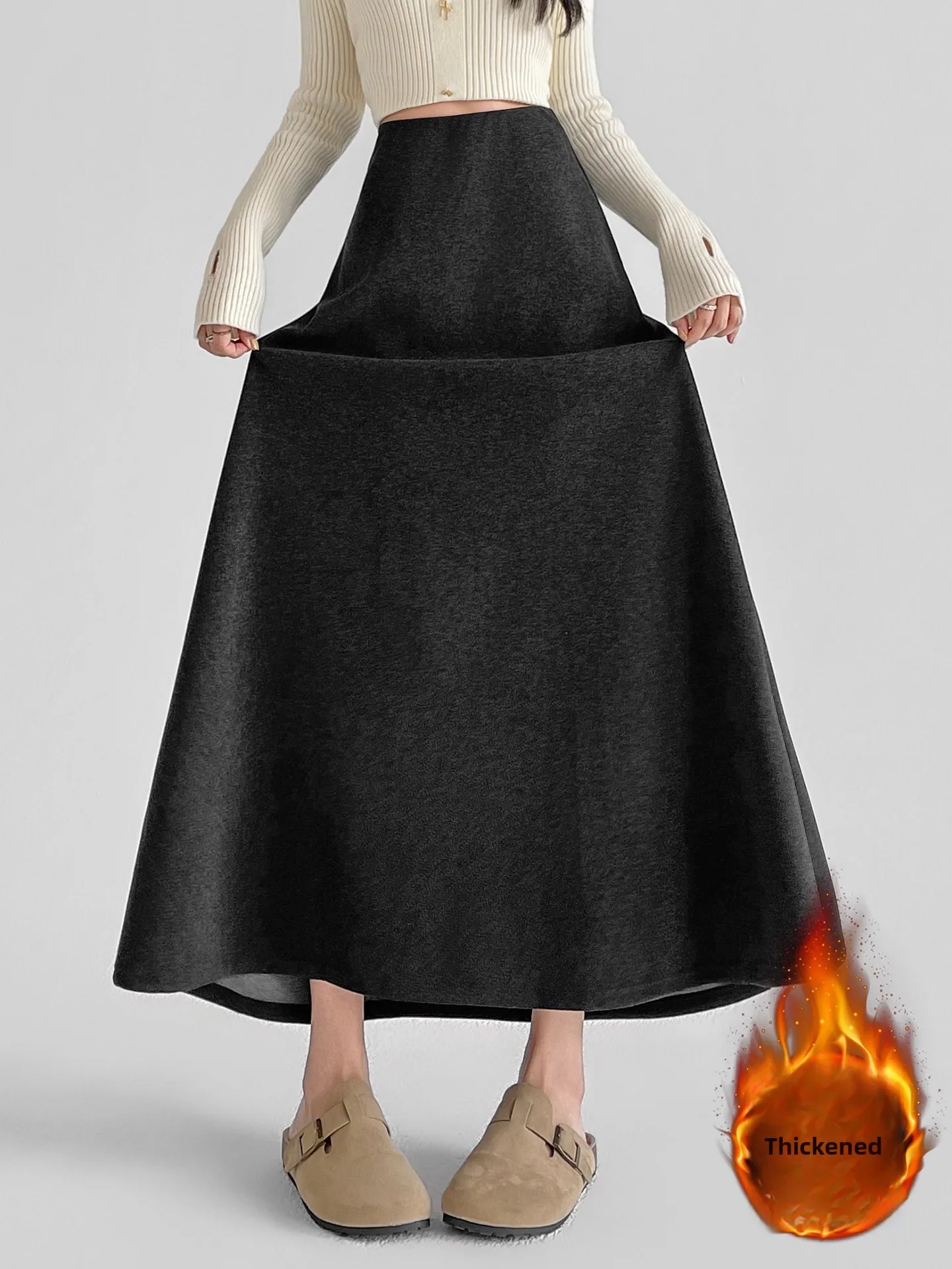 

Женская юбка-трапеция с высокой талией и драпировкой, весна-осень, комфортная для повседневной носки