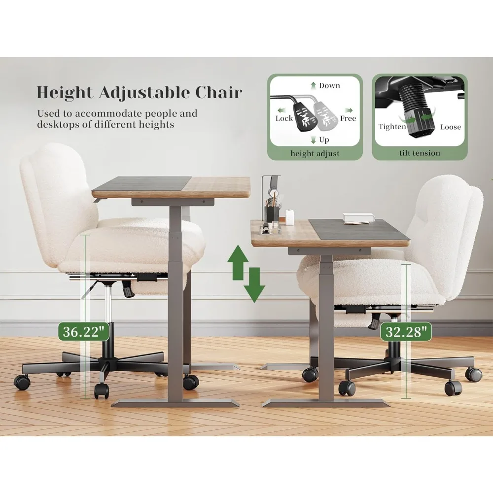 كرسي مكتب بأرجل متقاطعة مع مسند للقدمين، كرسي متقاطع سميك مبطن 6.3 مع عجلات، ارتفاع دوار قابل للتعديل #5