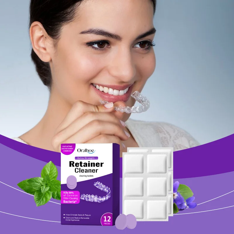 

Purple Denture Retainer Cleaning Tablets - Eliminate Stains, Tartar Buildup & Retainer Odor, Deep Clean For Optimal Hygiene