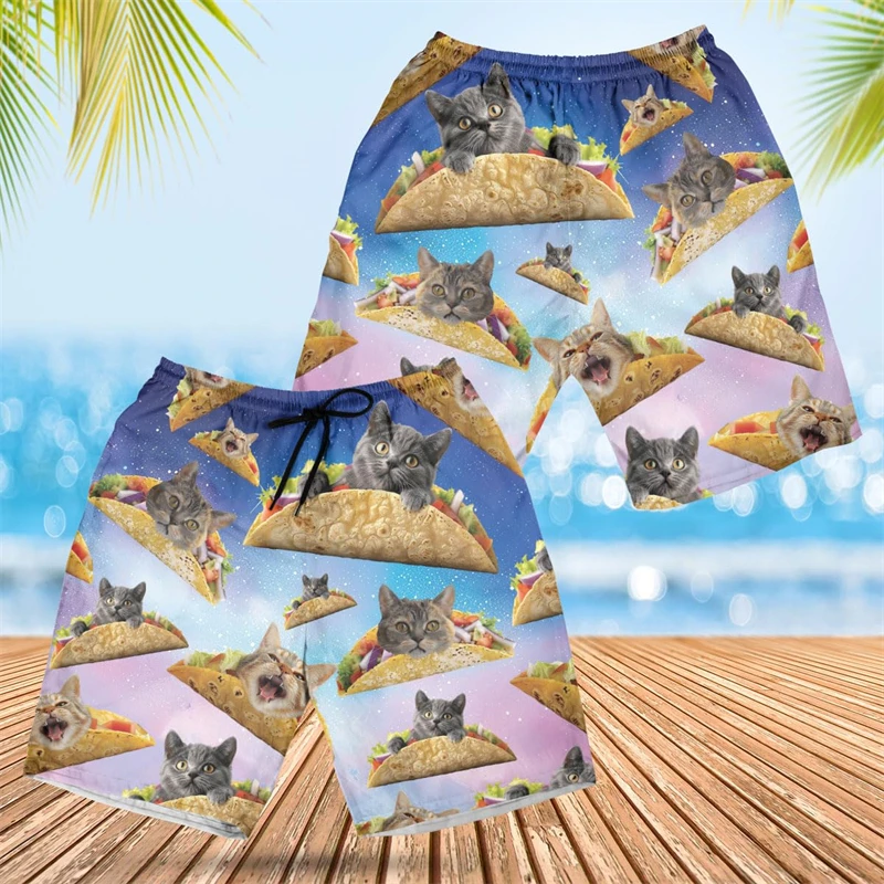 Mexico Cinco De Mayo 3D Printed Short Pants For Men Clothes Cartoon Aninmal  Chicken Roll Beach Shorts Funny MexicanTaco Trunks