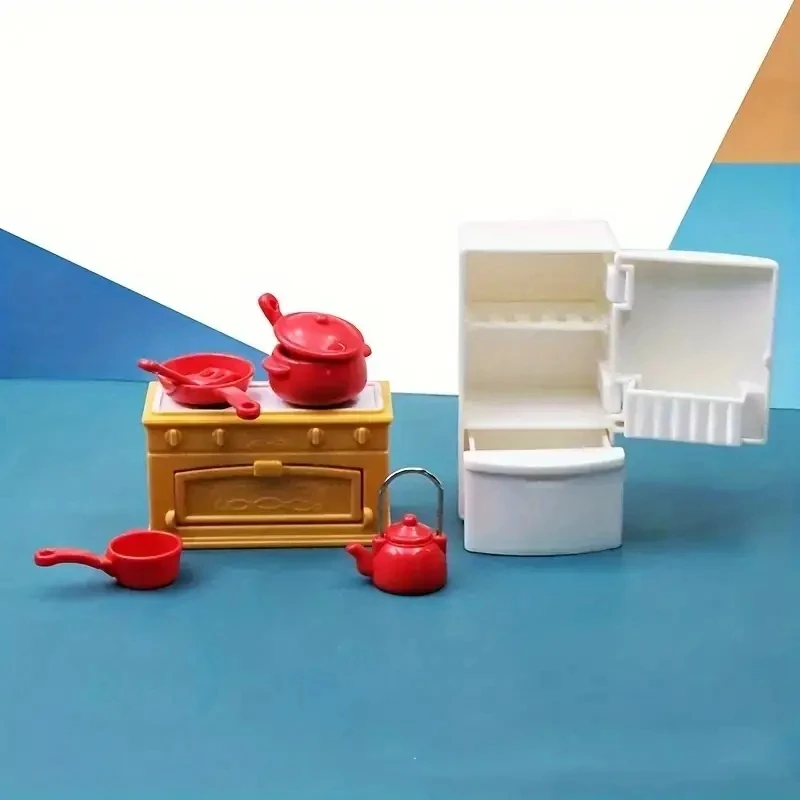 Juego de muebles para casa de muñecas, casa de muñecas en miniatura, familia del bosque, cocina Montessori completa con accesorios de cocina de juguete, 1/12