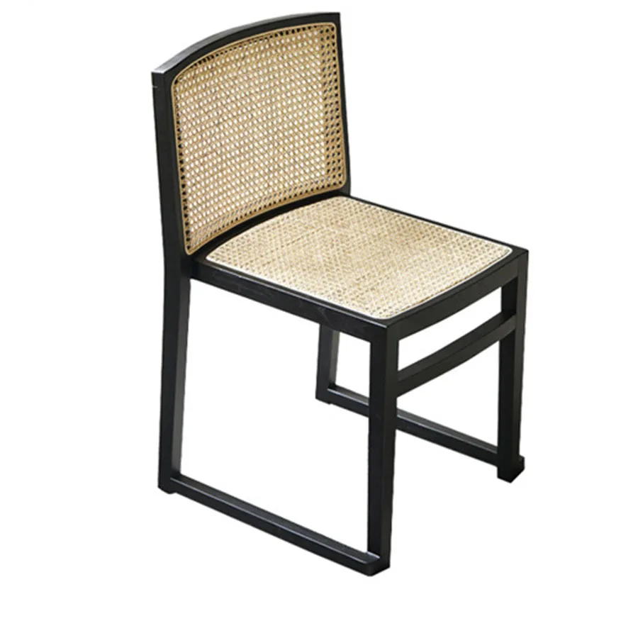 Rattan Dining Chair Simple Stackable High Back Small Outdoor Camping Wedding Events Chairs Portable Chaises Hotel Furniture