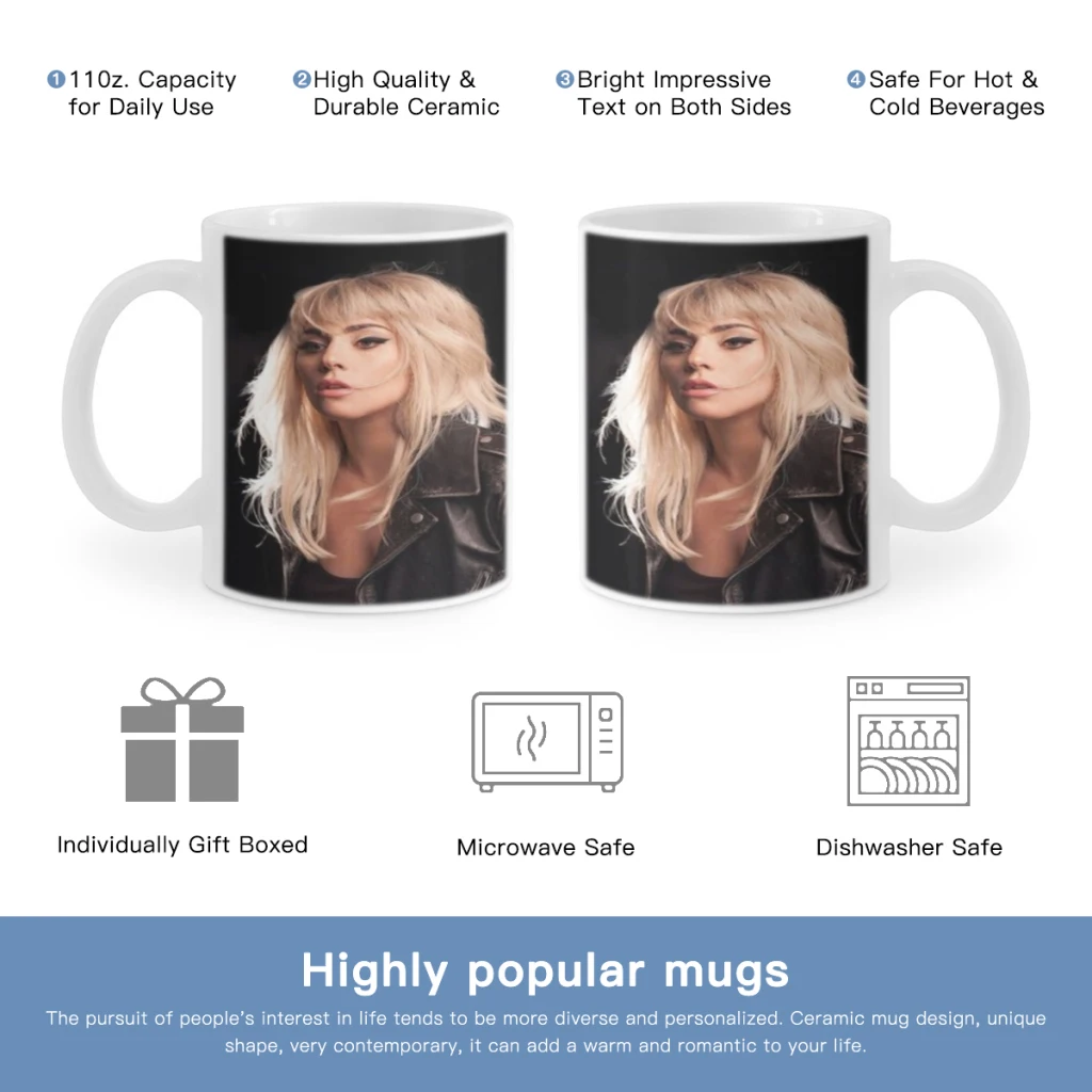 

Hot Singer Lady Gaga Classic Anime Free shipping Mug 11oz Ceramic Coffee Mug Friends Birthday Gift Mug