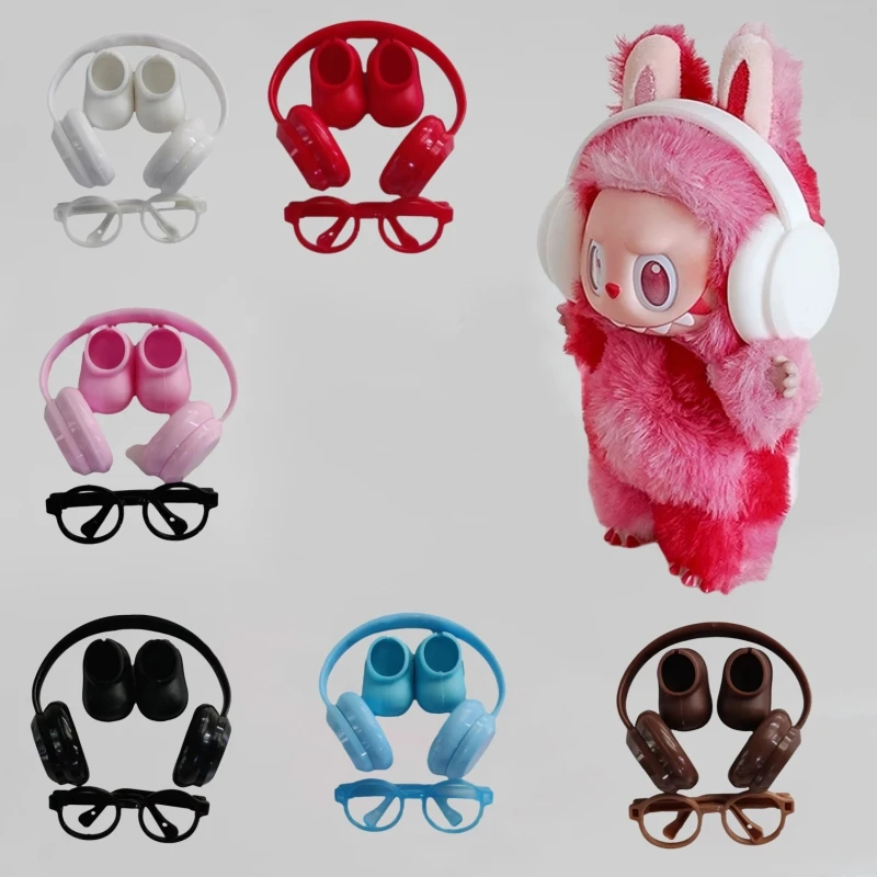 

17cm Labubu Doll Dress Up Headphones Glasses Shoes Set Suit for V1 V2 V3 DIY Clothing Accessories Children's Toys Gifts