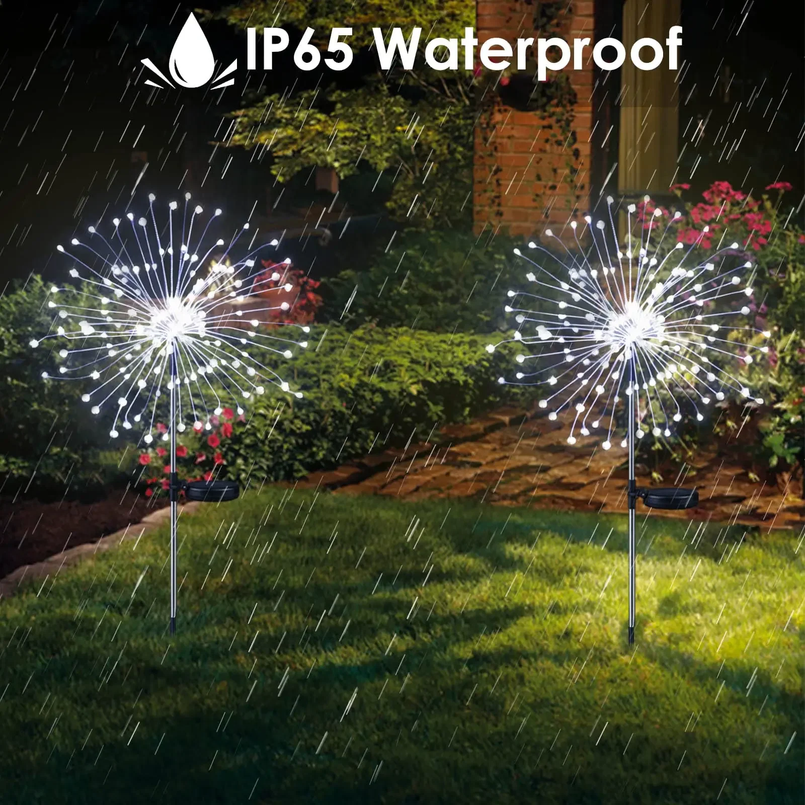 LED Solar Powered Firework Lights Garland Outdoor Waterproof Garland Christmas Ornaments Garden Party Xmas New Year's Decor