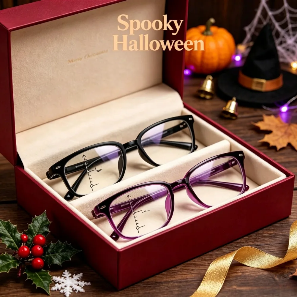 2 Square Glasses with Rice Nail Frame, Simple and Fashionable Glasses, Men's and Women's Glasses with High-quality Spring Hinges, Suitable for Christmas and Halloween Gifts with Random Colors