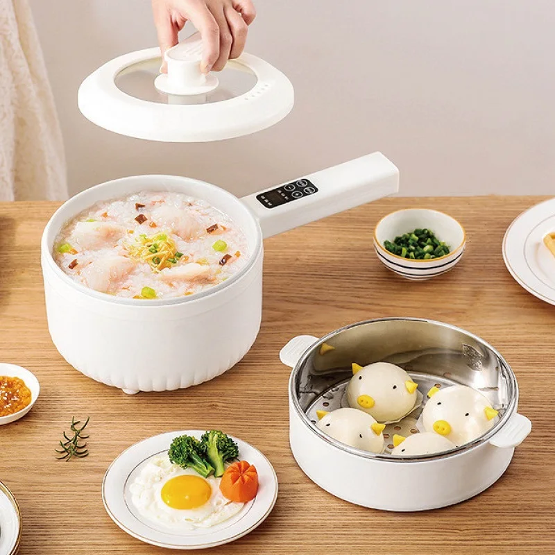 طباخ أرز كهربائي ذكي مانع للالتصاق ، مقلاة منزلية متعددة الوظائف ، طباخ نودلز للطلاب مع بخار ، أو V ، 1.6 لتر