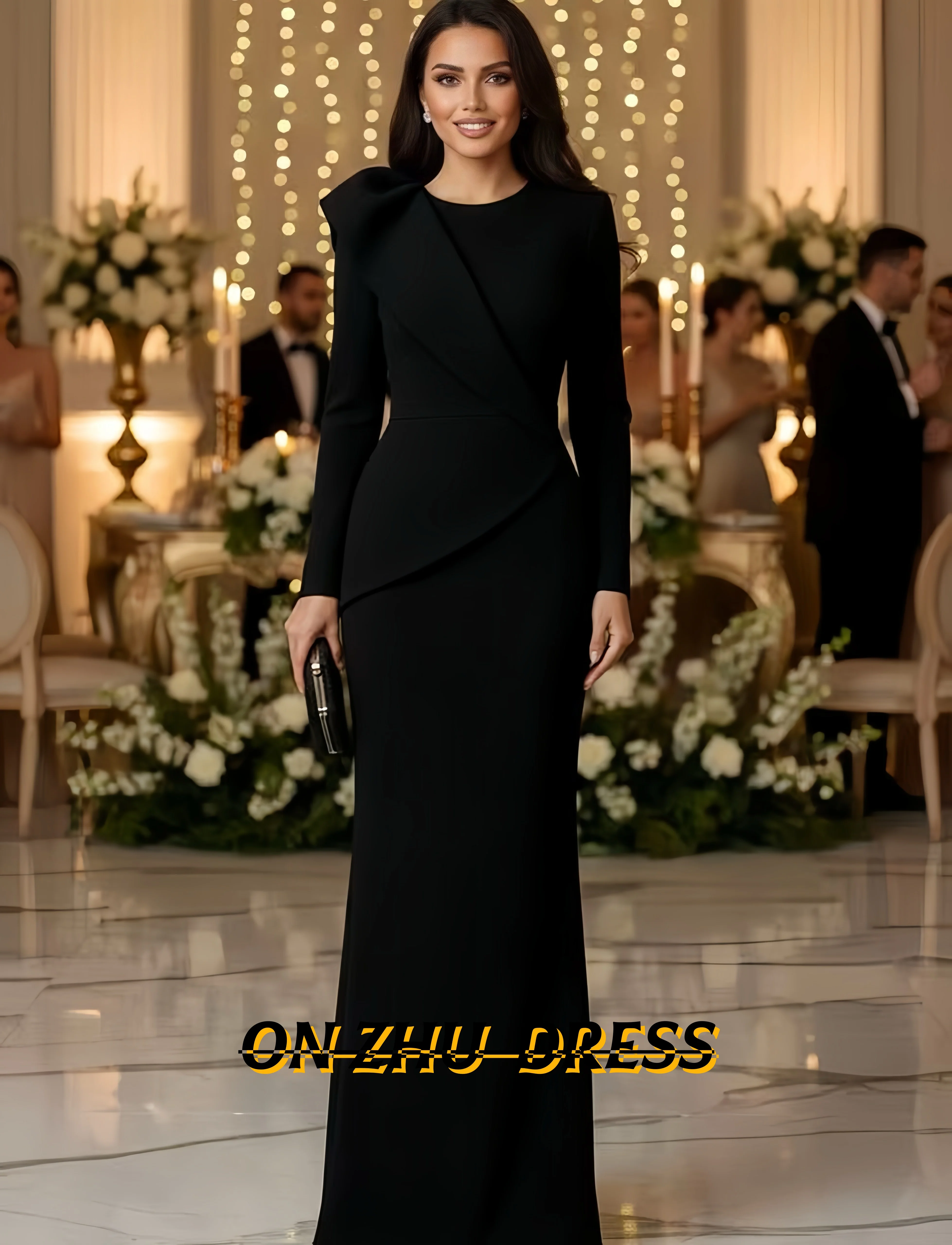 

Вечерние платья на заказ - с круглым вырезом и длинными рукавами - Женские вечерние платья - роскошные вечерние платья - платья для вечеринок