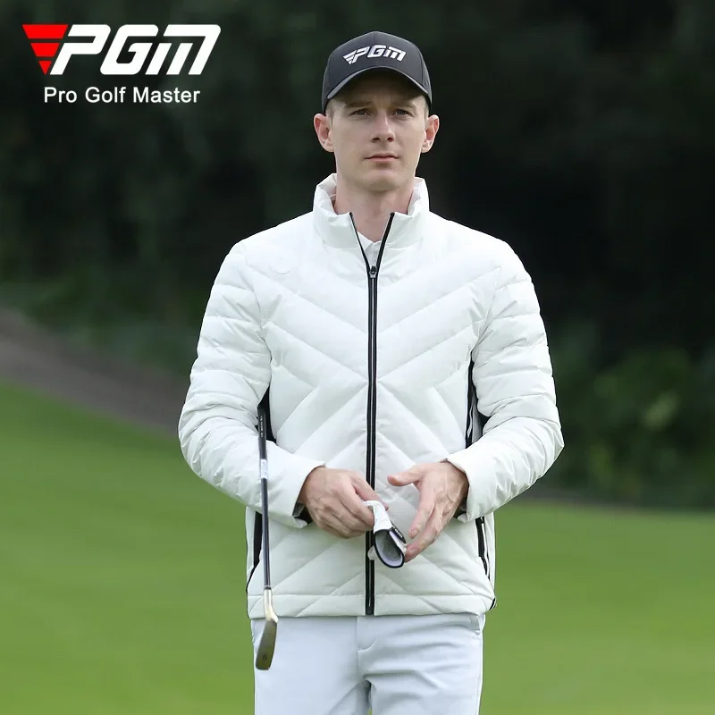 PGM golf men's down jacket long sleeve jacket winter warm white thickened sports stand collar