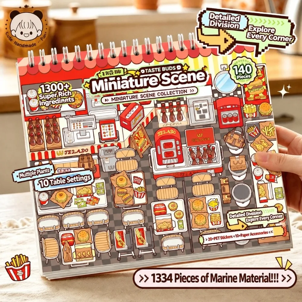 Store Manager Landscape Sticker Collection Book PET Die-Cut 3D Miniature Scene Stickers Collage DIY Cabin Scene Sticker
