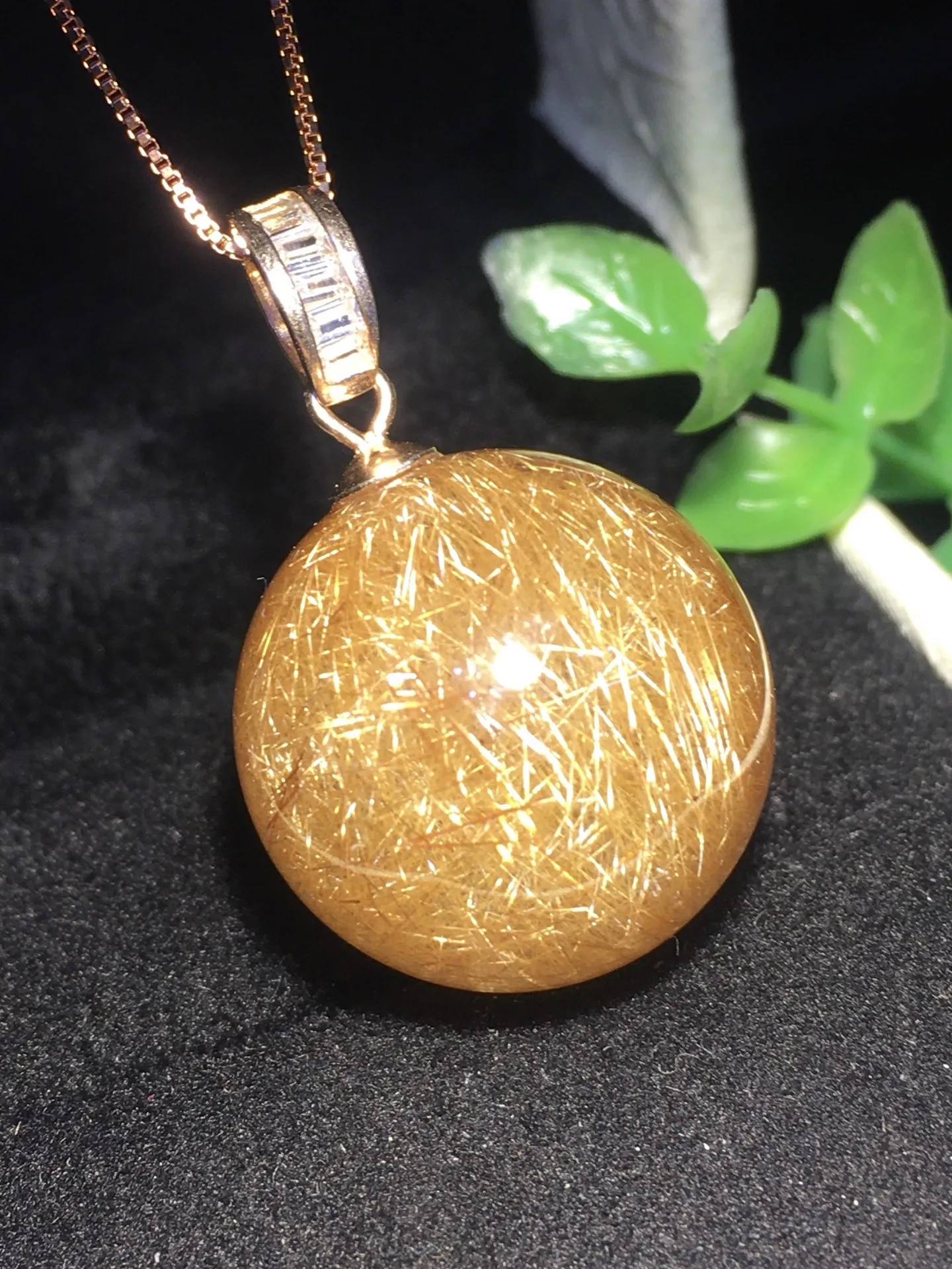 

Natural Gold Rutilated Quartz Pendant Round Ball Rutilated Jewelry 18mm Men Women Brazil AAAAAAA