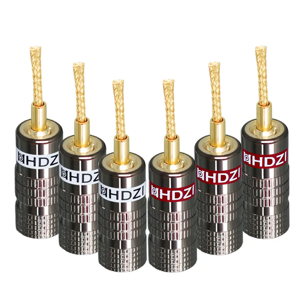 HHDZI 4MM Flex Pin wtyki bananowe pleciony drut Adapter wtyki bananowe głośnikowego do przewodów głośnikowych, systemów dźwiękowych, Receivers-6PCS