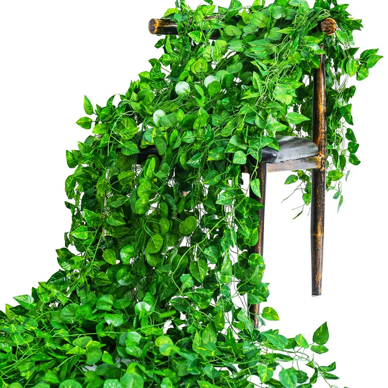 

2.2M Long Home Decoration Artificial Wall Hanging Plant Simulated Ivy Leaf Grape Vine False Green Leaf Family False Plant