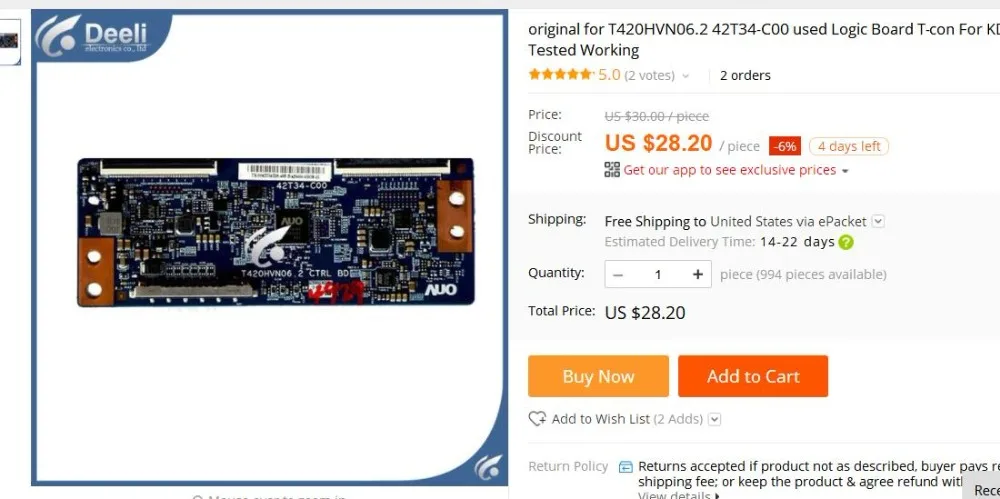 Оригинальная материнская плата T420HVN06.2 42T34-C00 T-con для экрана KDL-42W700B T420HVN06.0 протестирована, работает