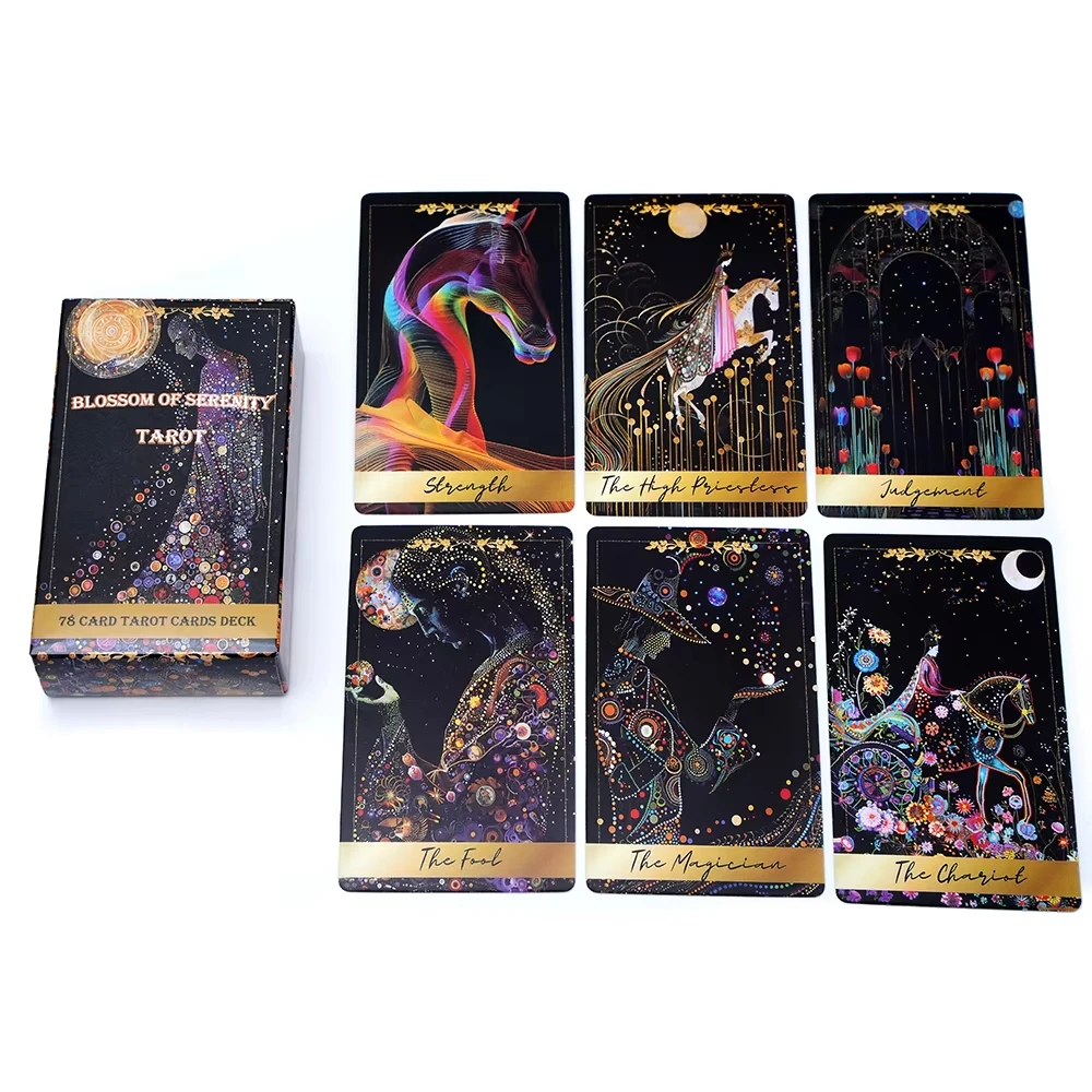 Baralho de tarô Blossom of Serenity Baralho de cartas de tarô 78 cartas de tarô Baralho de tarô personalizado