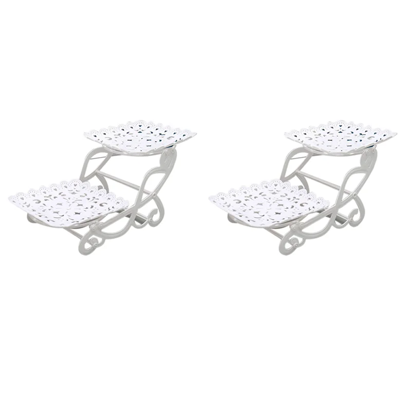 -BABQ 2X 2 niveaux gâteau Dessert support Cupcake pâtisserie Biscuit plateau support bonbons Buffet porte-fruits utilisation de mariage un carré