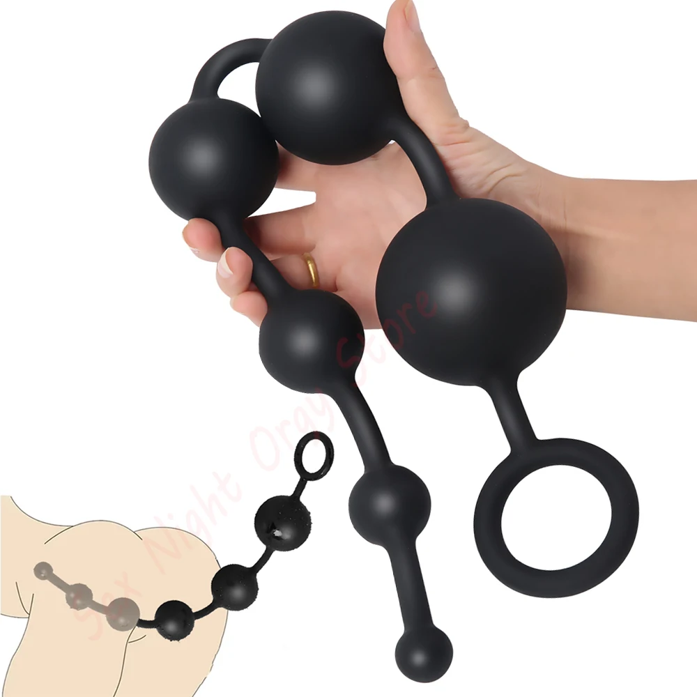 56cm Anal Beads Orgasm Vagina Plug Play Pull Ring Ball Anal Stimulator Butt Beads Plug Sex Toys For Adult Men Women Gay Anus Toy