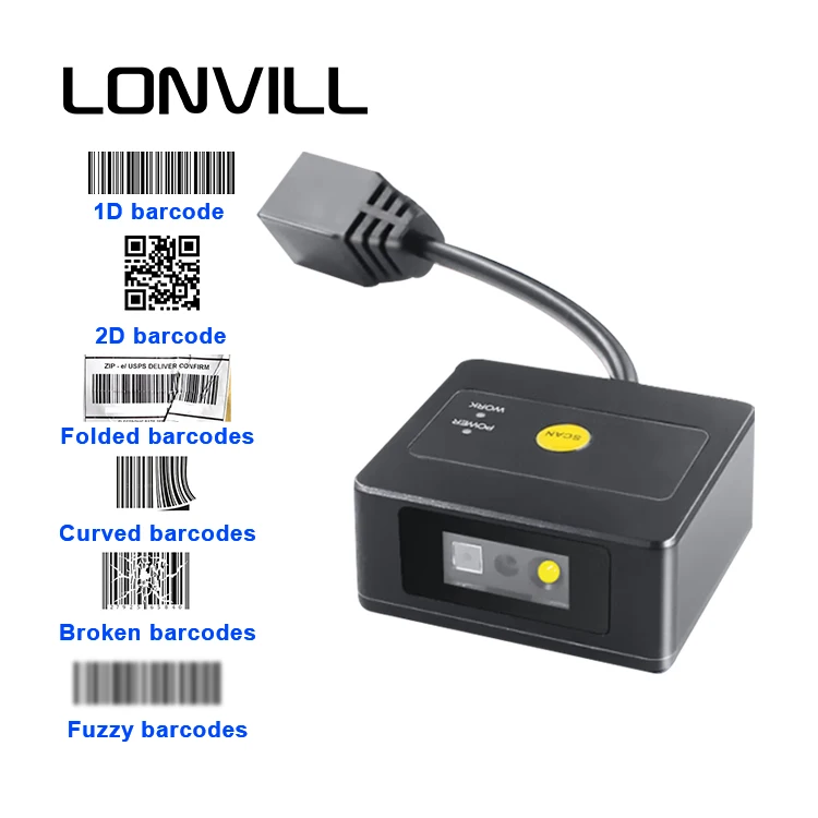 LONVILL Barcode Qr Code Scanner Barcode Scanner And Machine For Sale,fix Mount Reader With USB RS232 TTL