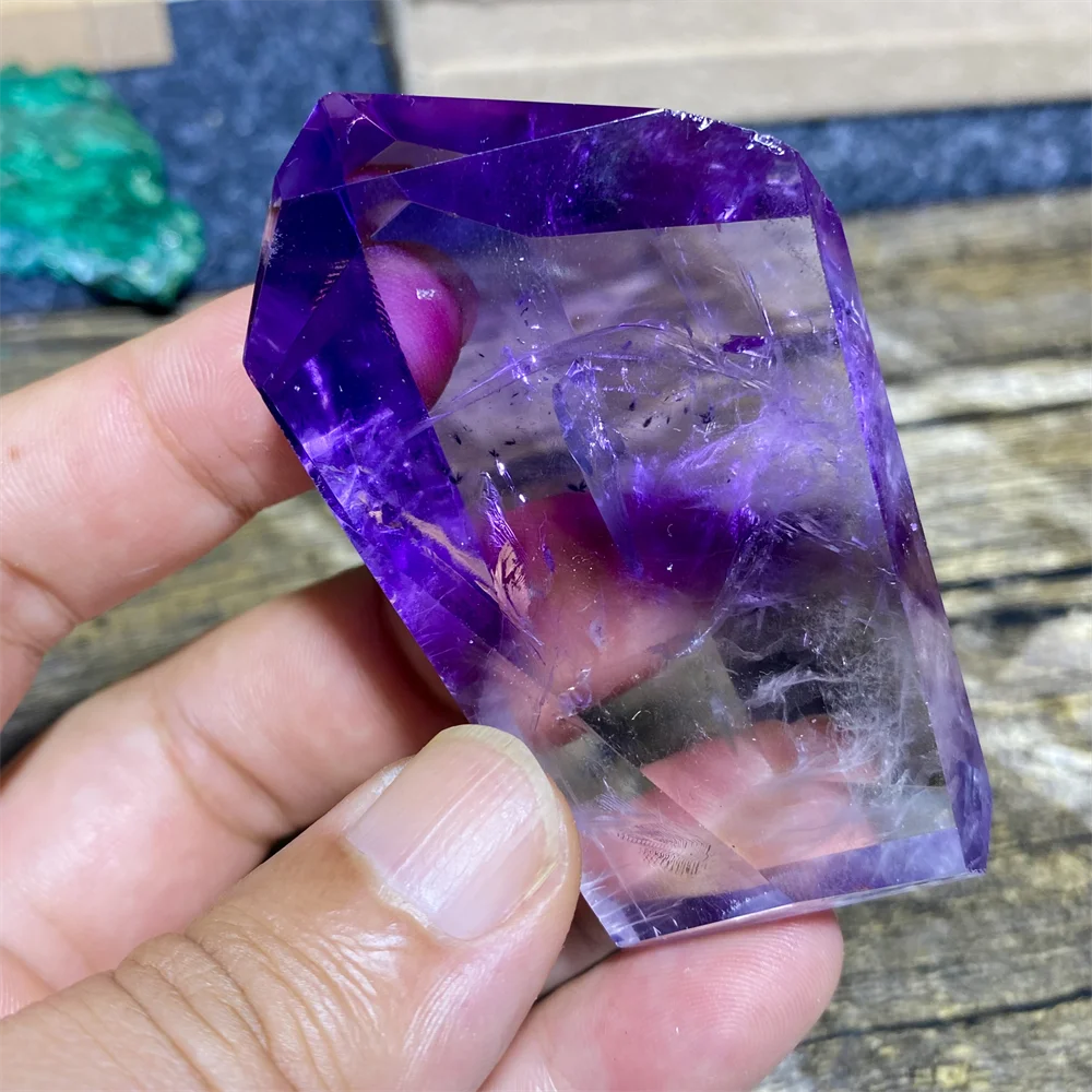 Amethyst Natural Stone Quartz  Crystal  Polyhedral Mineral Energy Reiki Healing Feng Shui Home Decor Palm  Gift