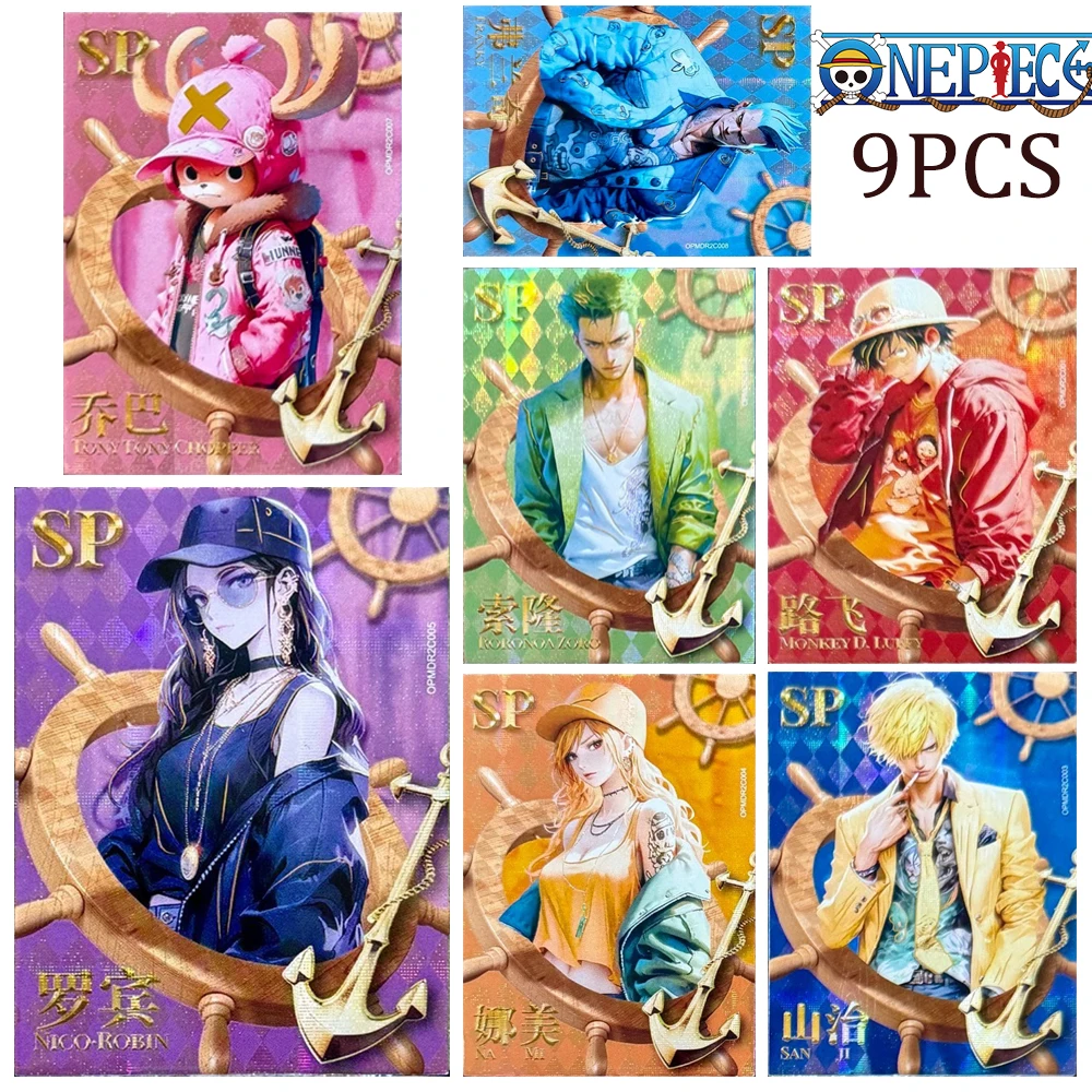 One Piece DIY 9PCS/SETChristmas style collectible cards flickering Luffy Zoro Hancock Yamato Robin Nami Perona Collectible cards