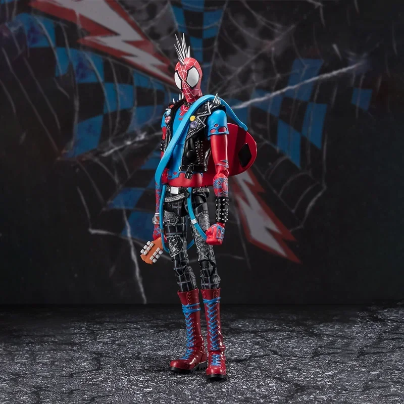 Original Bandai Anime Action Figure Spider Man Punk ACROSS THE SPIDER-VERSE SHFiguarts Finished Model Kit Toy Gift for Kids