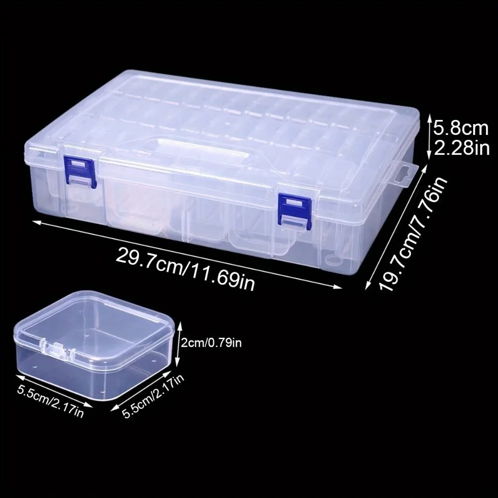45 Grids Jewelry Beads Storage Case Multi-Functional DIY Rhinestone Nail Design Organize Square Transparent