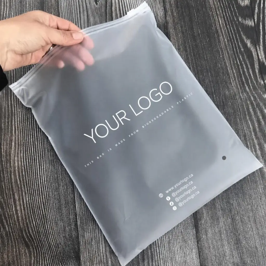 Custom Logo Frosted Plastic Zipper Bags Waterproof Self Sealing Reusable Travel Storage Clothing Packaging Pouch