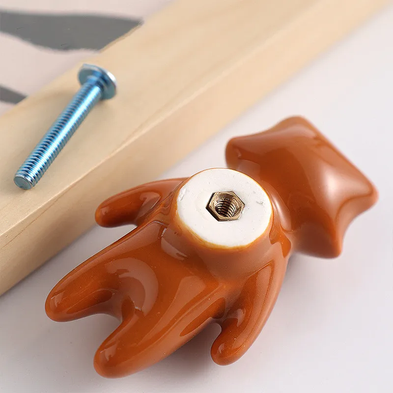 Cute Animal Children Room Handles Kid Room Cartoon Ceramic Knob Lion King Panda Fox Koala Donkey Shaped Hardware Drawer Handles