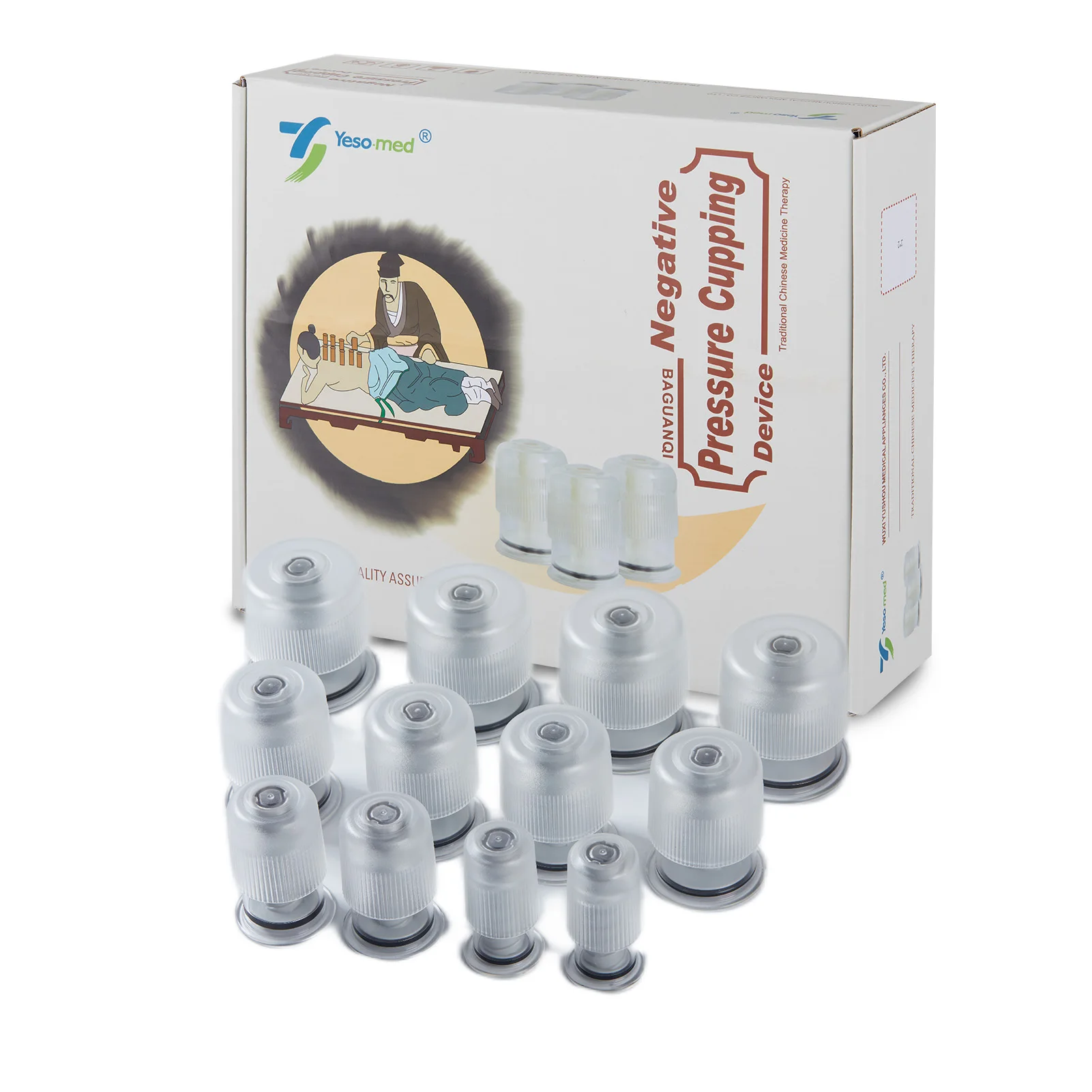 Self Traditional Chinese 4 Sizes Vacuum Massage Cups Cupping Therapy Sets Negative Pressure Cupping Device