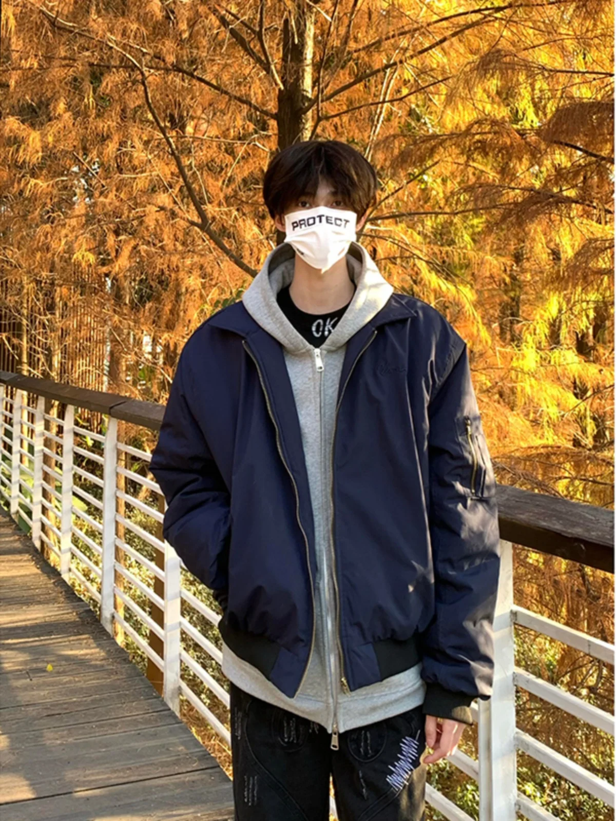 

Cleanfit Men's Pilot Jaet Spring Autumn ort Baseball Sle Collarl Coat American High Street Faion Loose Fit Youthful