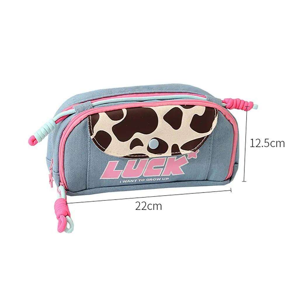 Cowboy Pencil Case Portable Y2K Style with Strap Stationery Storage Pouch Large Capacity Multi-functional Pen Bag Student Gift