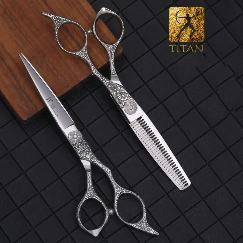 Titan Japanese 440 Steel 6 Inch Professional Hairdressing Scissors for Barber Cutting, Hairdressing Cut Thinning Shear
