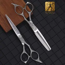 Titan Japanese 440 Steel 6 Inch Professional Hairdressing Scissors for Barber Cutting, Hairdressing Cut Thinning Shear