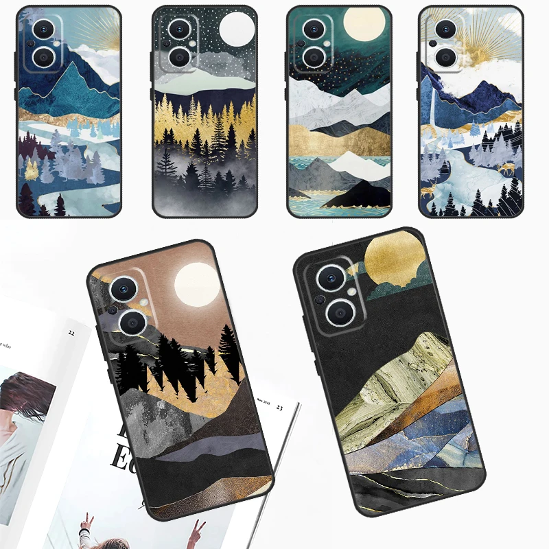 Landscape Mountain Night Sky Case For OPPO Reno 10 Pro 4Z 5Z 8T 4 5 6 7 8 Lite OPPO Find X5 X6 Pro X2 Neo X3 Lite Cover