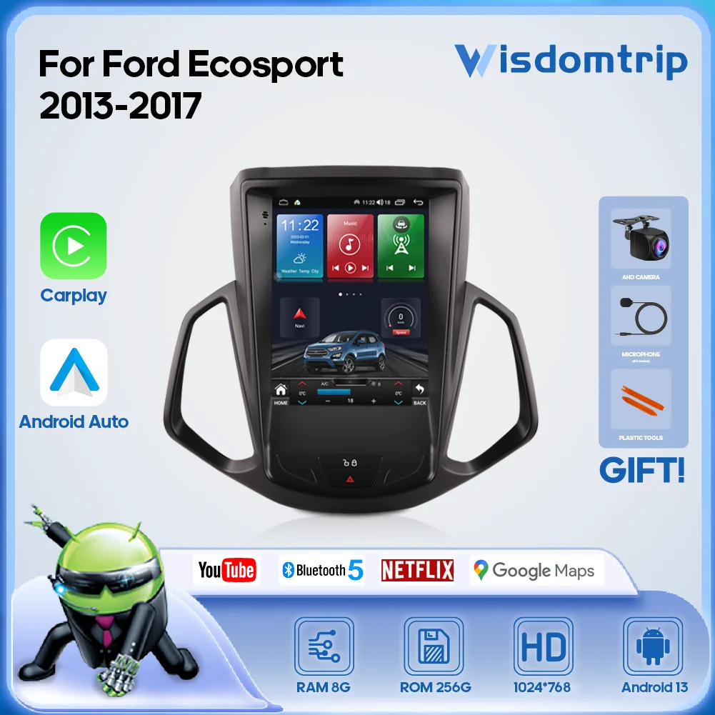 For Ford Ecosport 2013-2017 Intelligent Multimedia Video Player GPS  Radio 4G WiFi Navigation CarPlay+Android AUTO Android 13